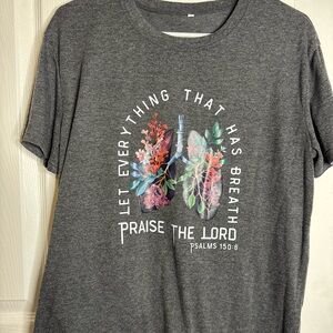 Gray Graphic T-Shirt with Floral Design